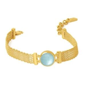 Dean Davidson Galleria Chain Bracelet 22k Gold Plate Iridescent Sky Blue NWT